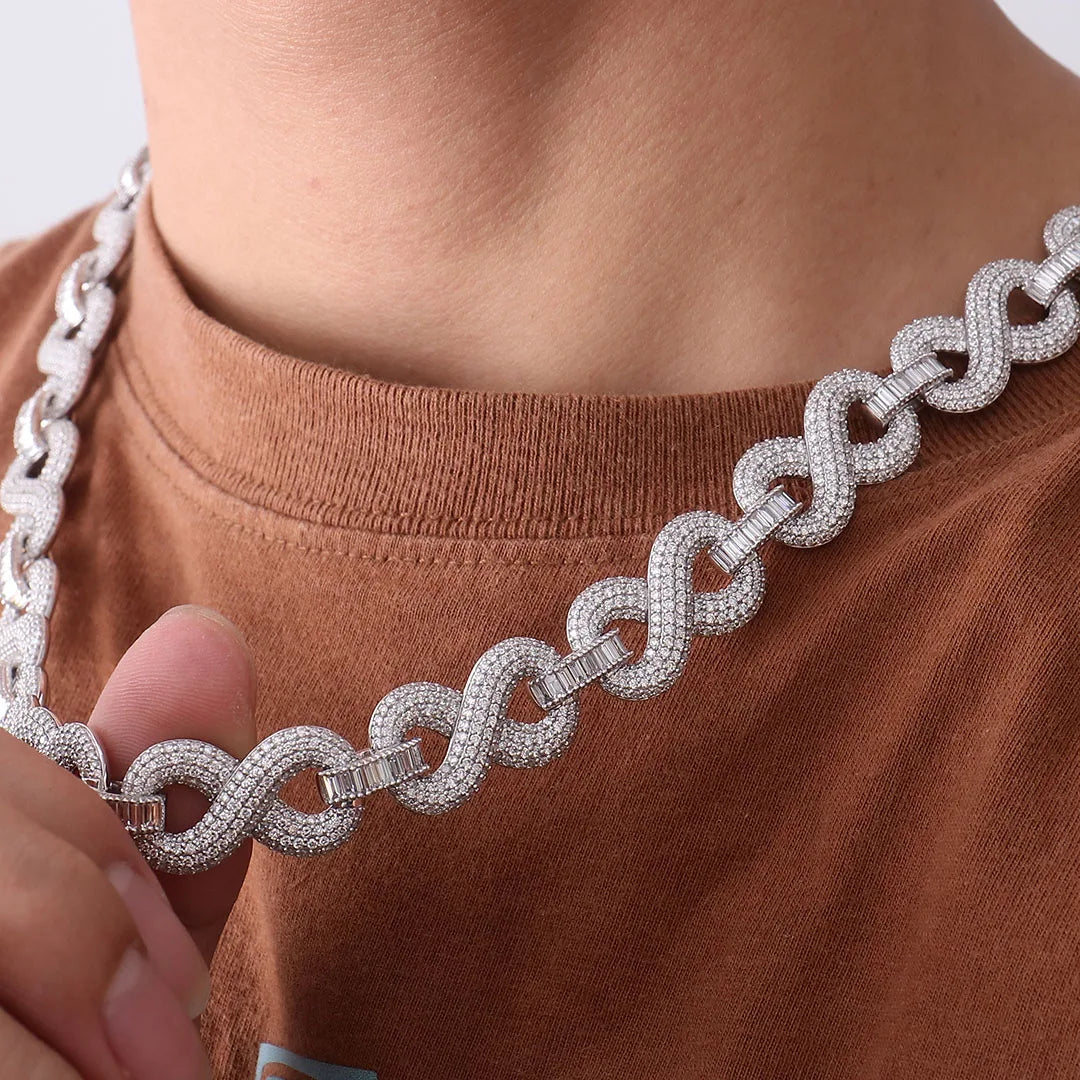 Provence custom 925 Sliver 15mm hip hop cuban link chain iced out lab diamond cuban chain necklace for men rapper party jewelry