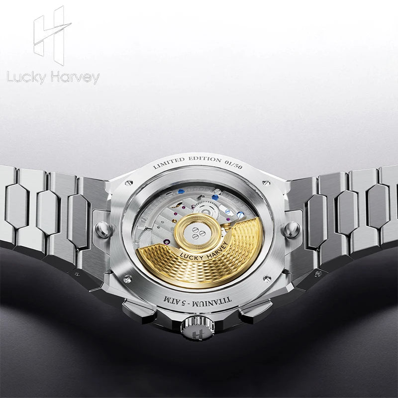 Lucky Harvey Meteorite Pattern Dial Chiming Watches Self-sounding Grade 5 Titanium Alloy Automatic Mens Wristwatch New Limited