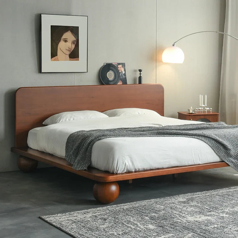 European Headboard Bed Frame Double Wood Elegant Nightstands Twin Bed Frame Queen Size Full Cama Moderno Lujo Home Furniture