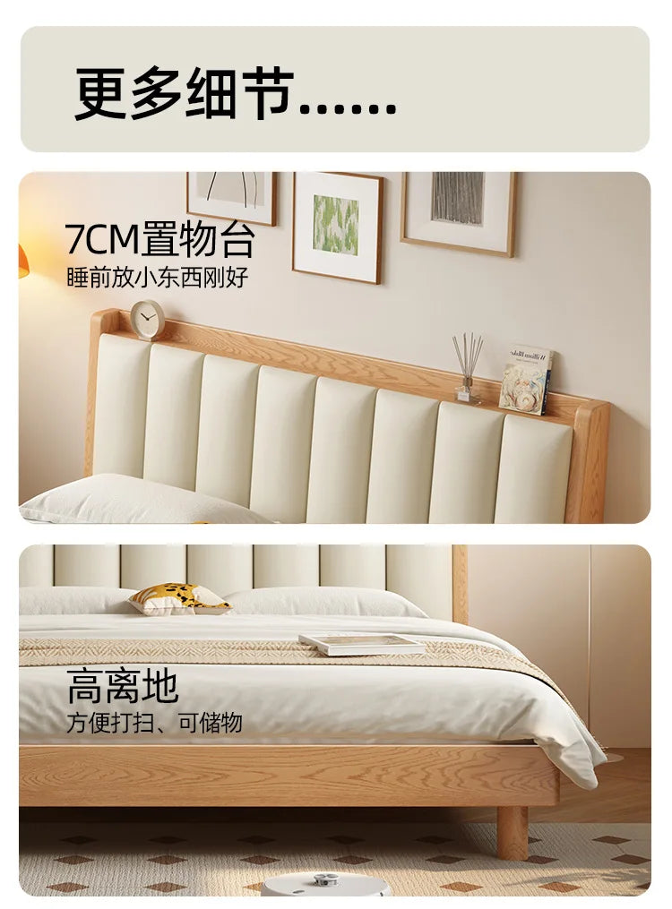 Elegant Headboard Bed Frame Double Wood Simple King Queen Bed Frame Nightstands Modern Cama Moderno Lujo Bedroom Furniture