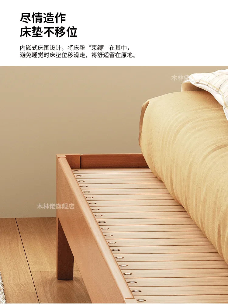 Elegant Modern Bed Frame Simple Wood European Nightstands Queen Bed Frame Twin Full Size Cama Moderno Lujo Home Furniture
