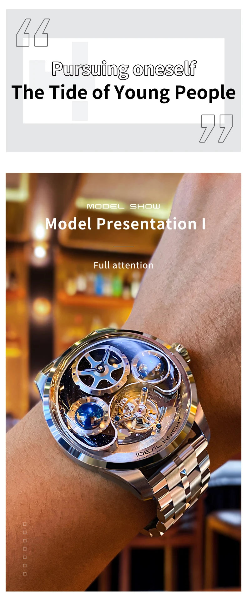 IDEAL KNIGHT Tourbillon Automatic Mechanical Watch for Men Skeleton Flywheel Top Man Watch High-end Luxury Men's Wristwatch 6805