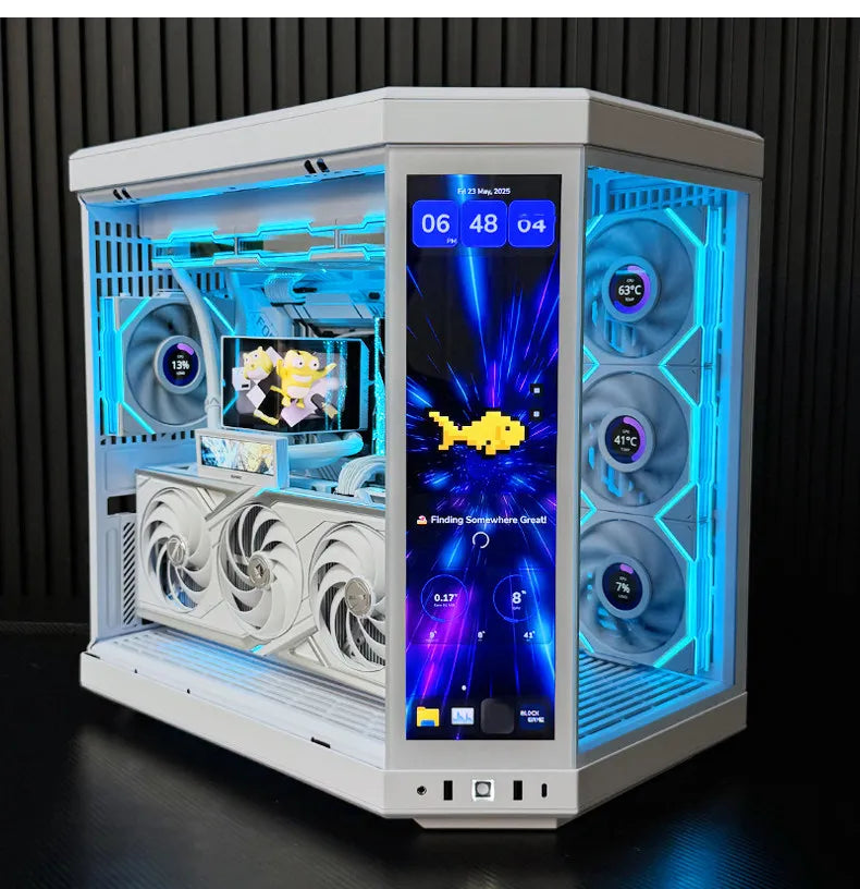 Pure white high-end sea view room computer host 9800X3D 5080 high-value touch screen desktop