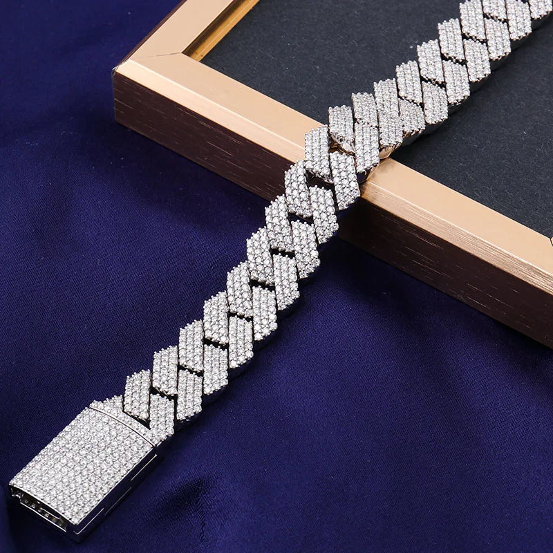 Provence Classic Cuban Chain for Men Silver DEF/VS Lab Diamonds Simple Hip Hop Bracelet Streetwear Bangles jewelry Custom