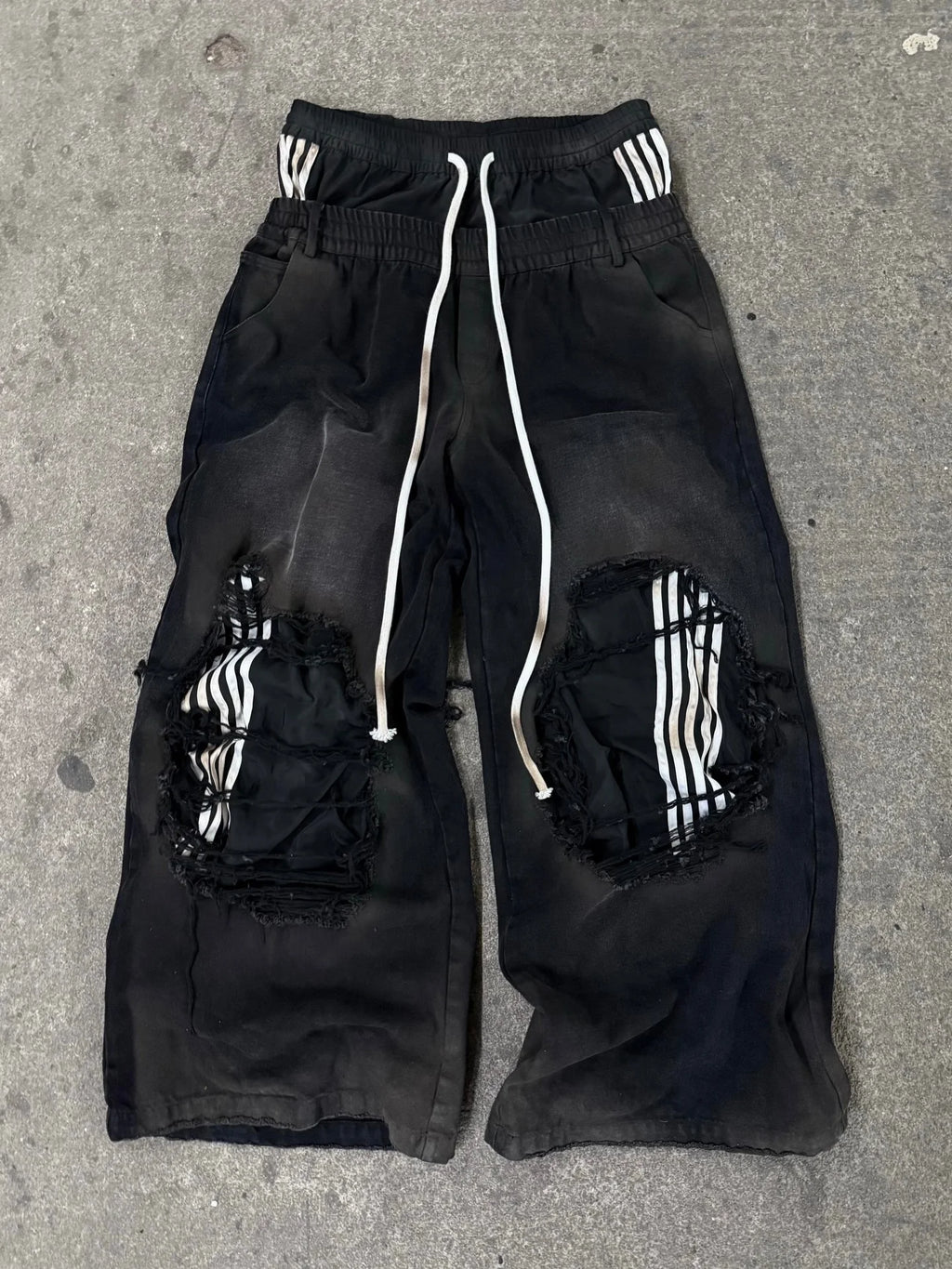 2026 New Y2K Striped Ripped Baggy Jeans for Men Women Harajuku Hip Hop Wide Leg Pants Korean Fashion Couple Casual Trousers