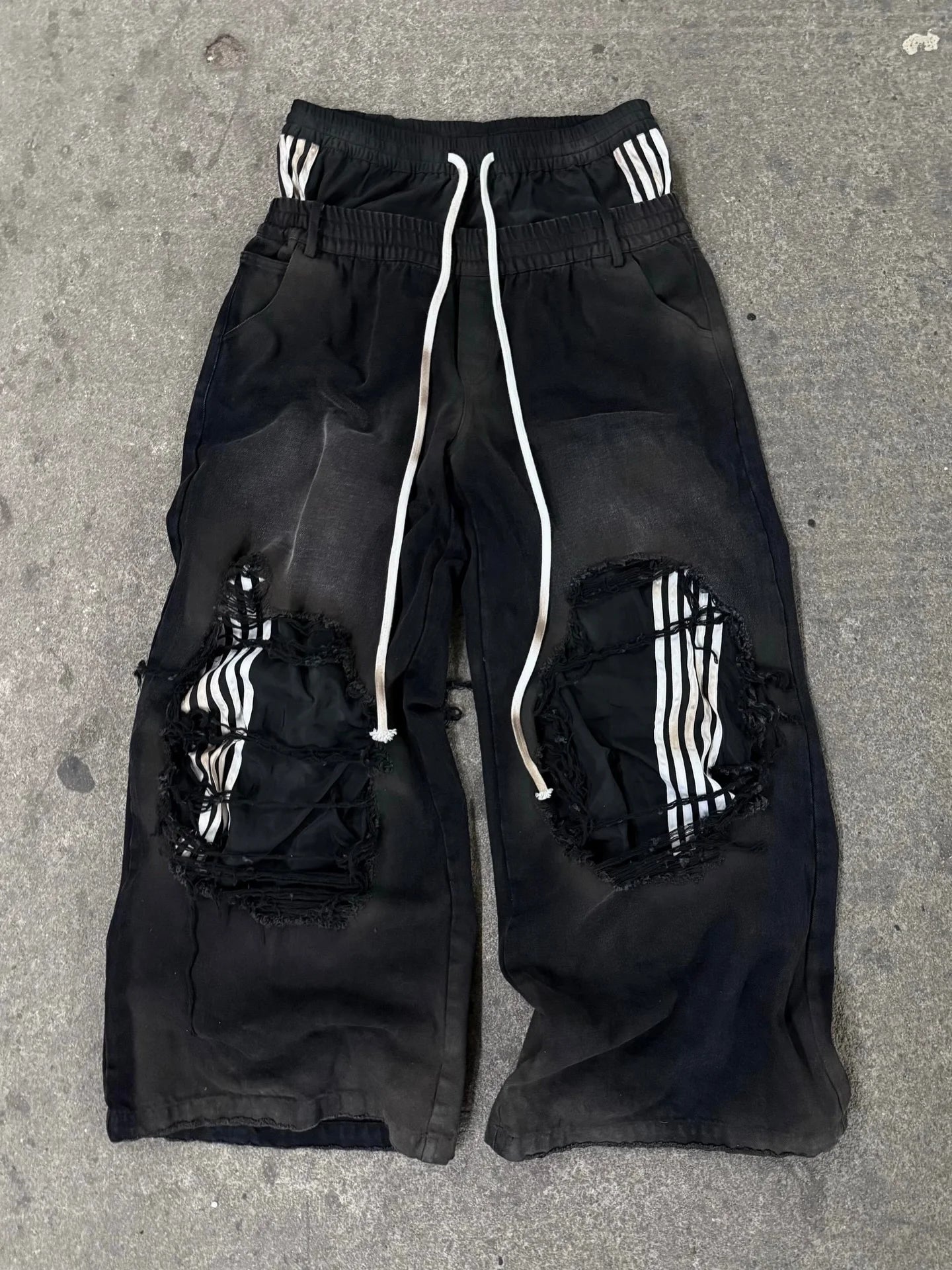 2026 New Y2K Striped Ripped Baggy Jeans for Men Women Harajuku Hip Hop Wide Leg Pants Korean Fashion Couple Casual Trousers
