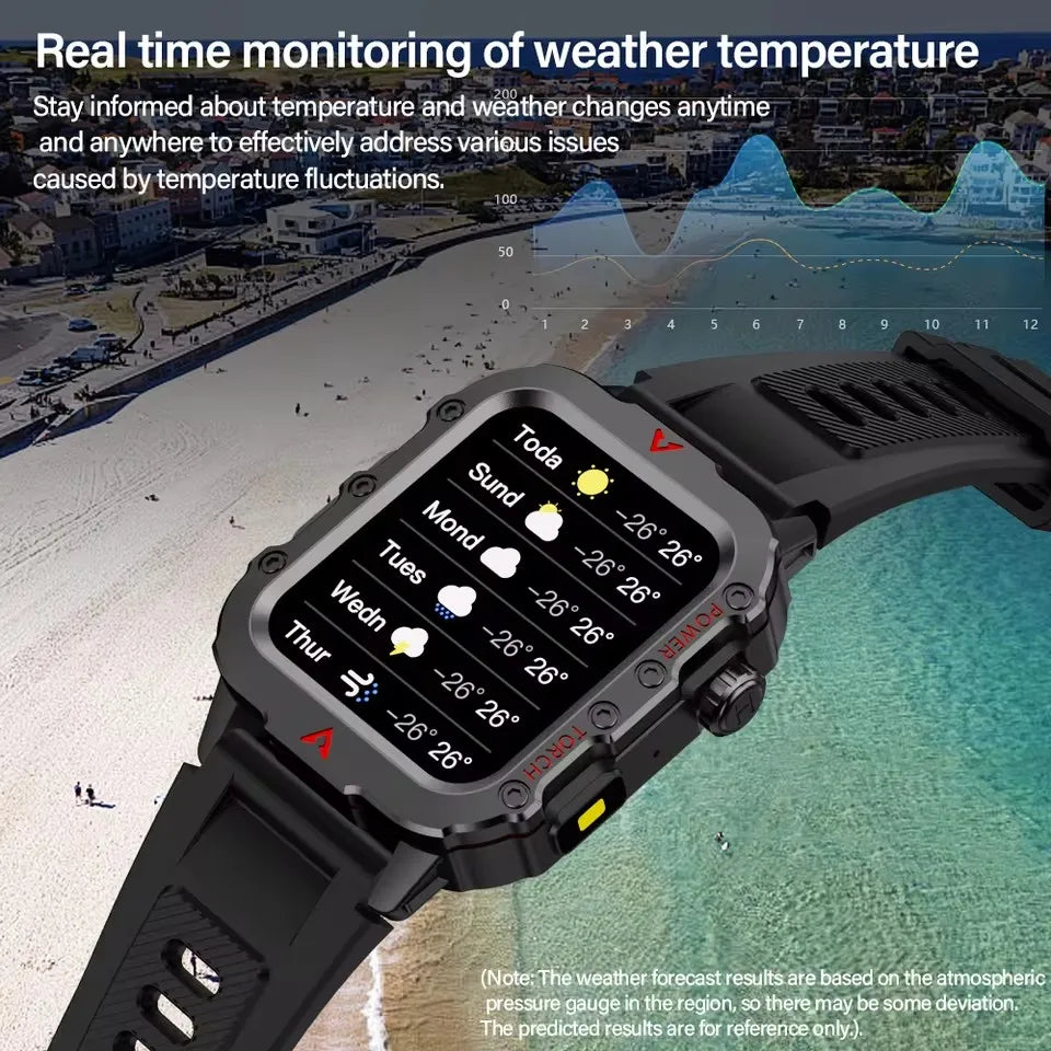 SmartWatch Men Militray Outdoor Sport GPS Fitness Tracker Heart Rate Smart Watch Waterproof New