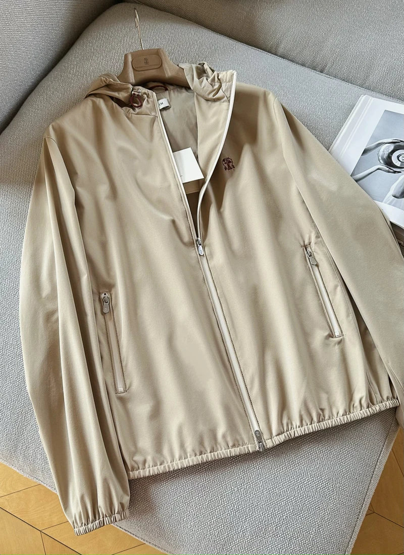 ALIN BC Top Line Microfiber Lightweight Tech Fabric Casual Men's Hooded Spring Autumn Jacket Outerwear Standard Fit Long Sleeve