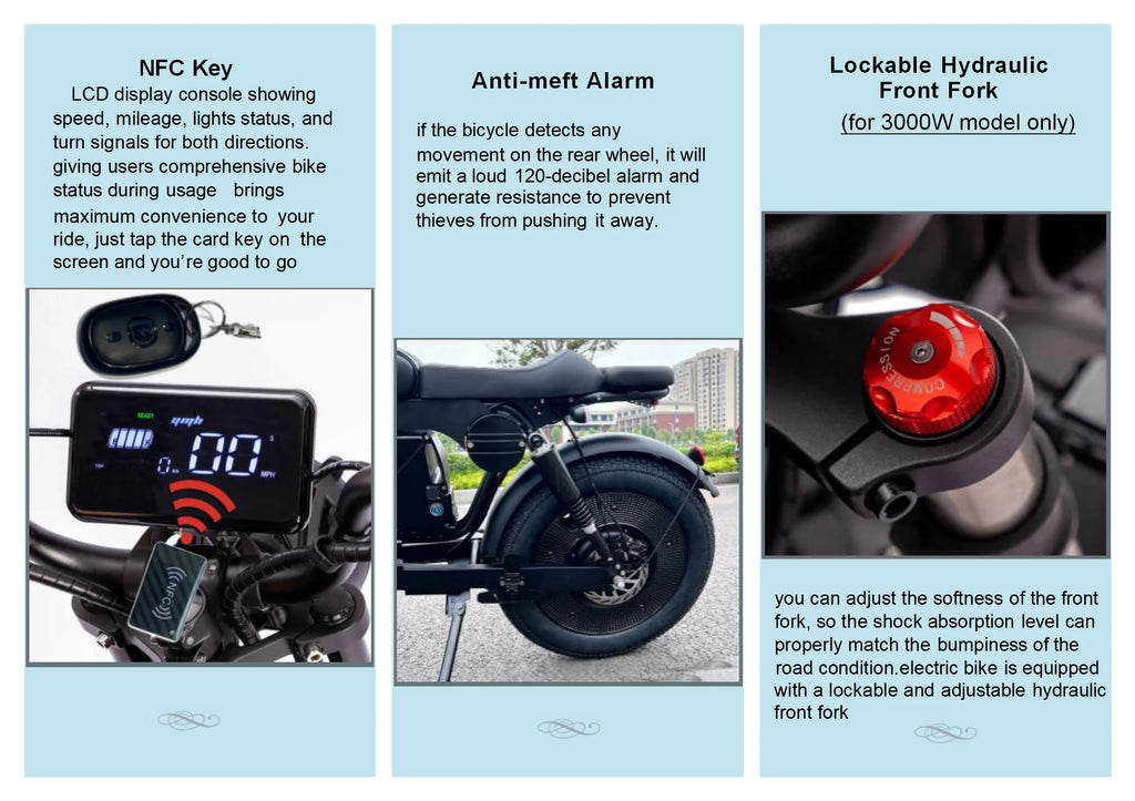 3000W Electric Motorcycle 60V 45AH E-bike 20*5" Fat tire OWAYEBIKE SK-1 Ultra