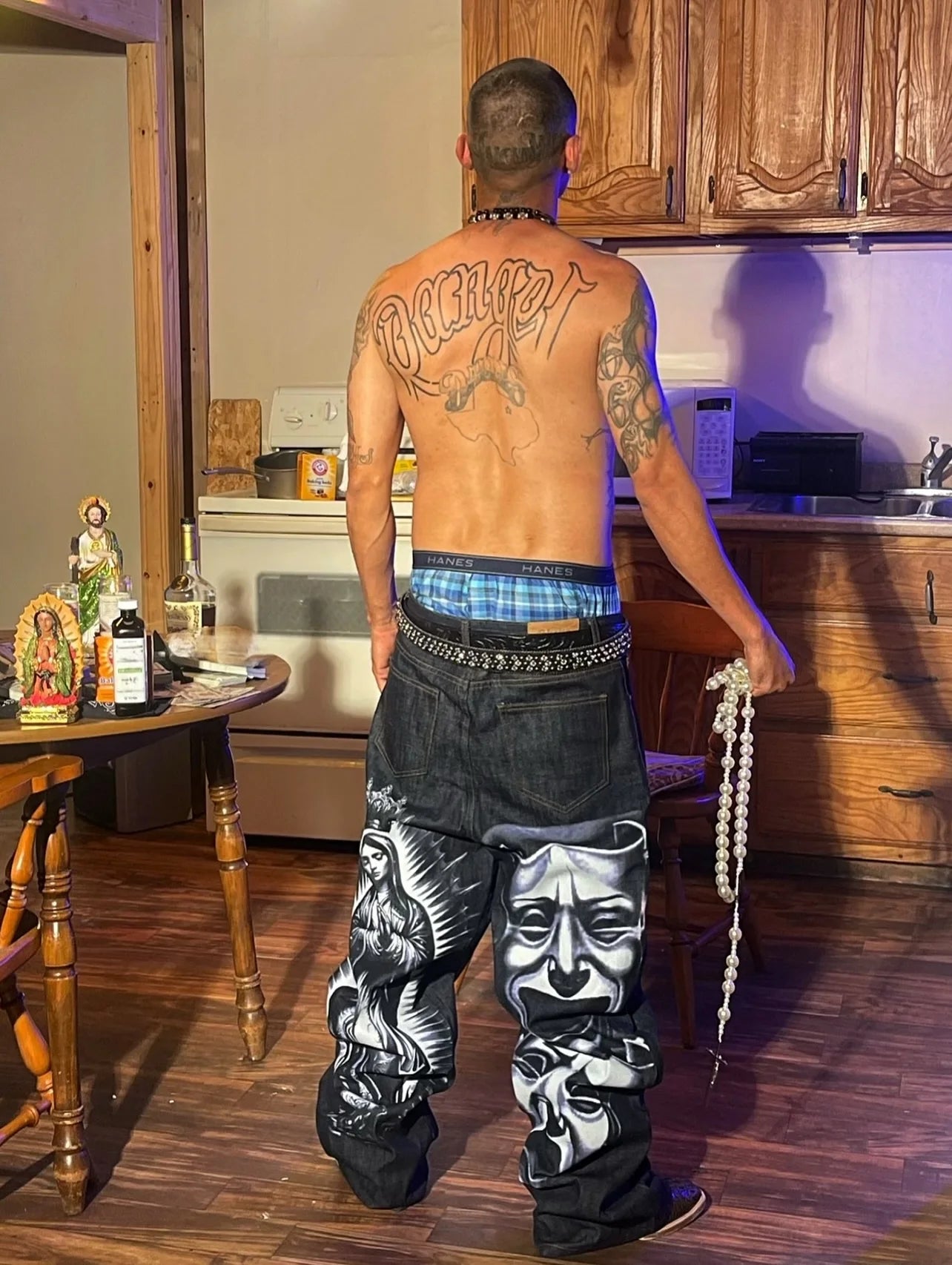 American retro god print jeans men women y2k gothic skateboard pants streetwear harajuku hip hop watermark loose slouchy jeans