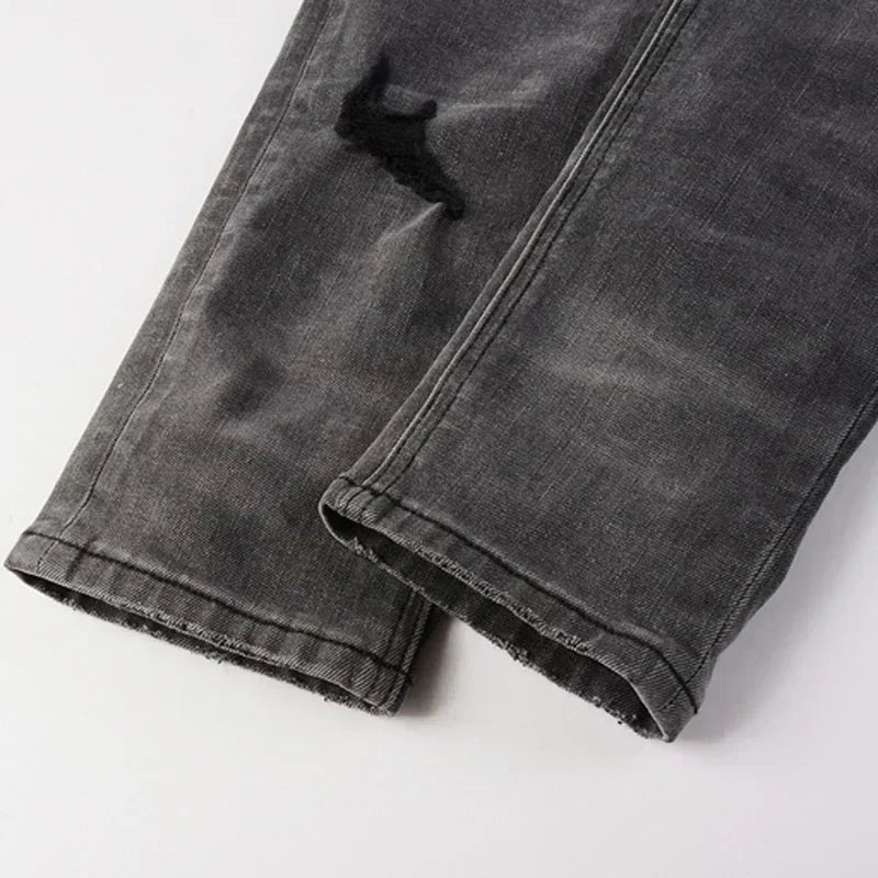 2025 KSUBI Men Personality Multi-style Low Rise Elastic Skinny Denim Pants American Style Ripped Trousers Jeans