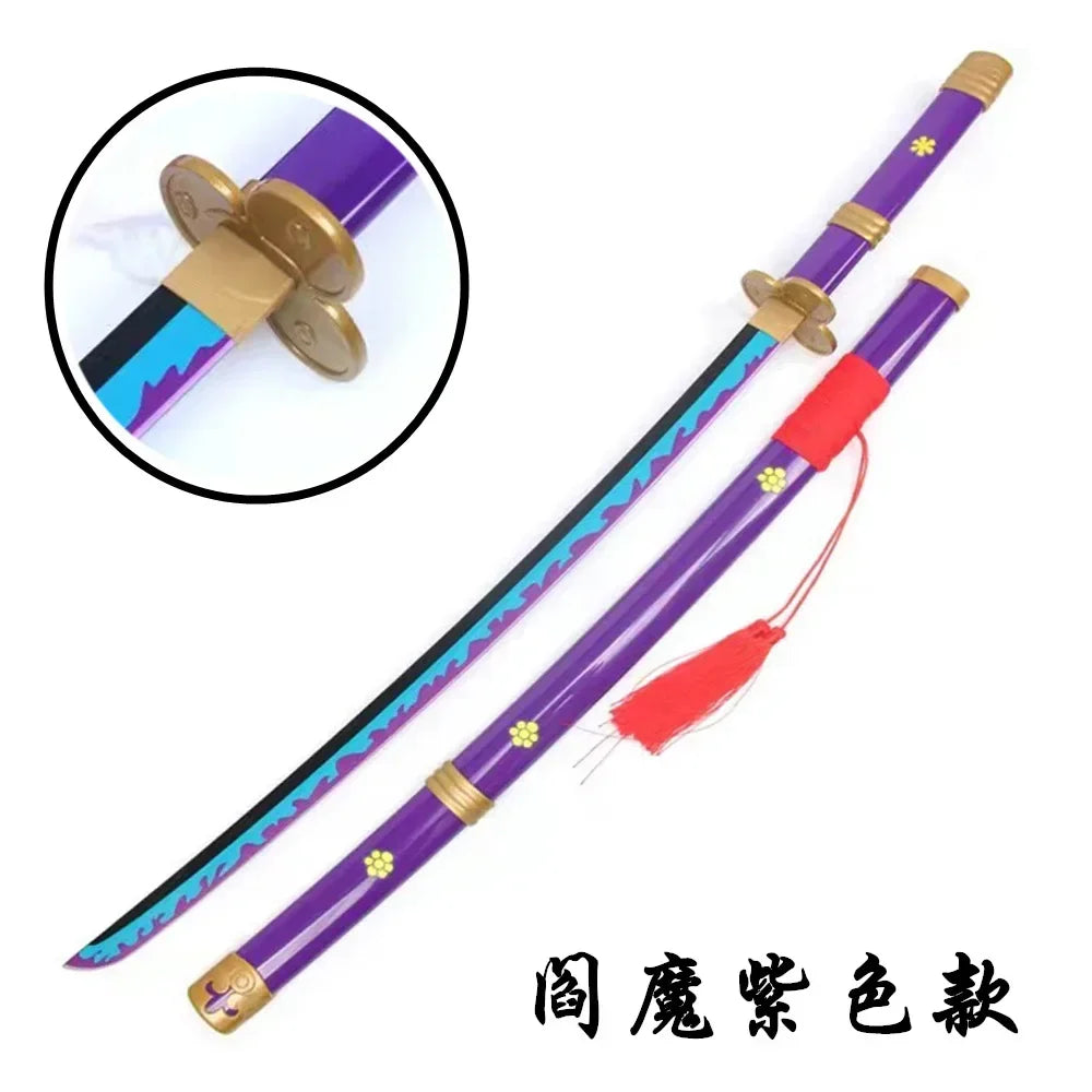 104cm Zoro Katana Sandai Kitetsu Sword Wooden Ninja Blade Anime Cosplay Prop Real Size Japanese Katana Samurai Sabre Kid Toy