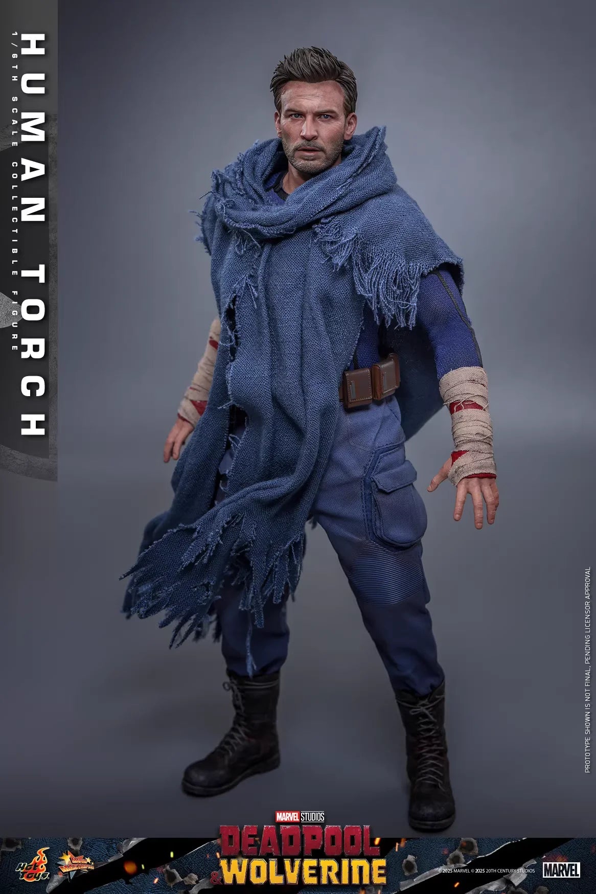 Hottoys MMS789 Marvel Human Torch Action Figure - Collectible Detailed Movie Model Deadpool & Wolverine Adult Collectors Item