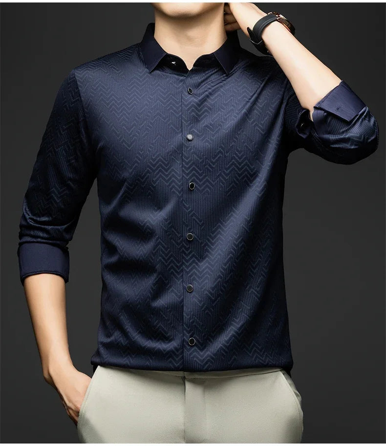 BROWON Men Shirt Long Sleeve Autumn 2025 New Solid Color Casual Luxury Shirt  Man Business Office Slim Shirts for Men Clothes
