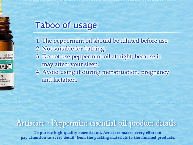 ARTISCARE 100% Peppermint Pure Essential Oil 10ml Deep Clean Pores and Black Head Cleansing Skin Relieve Tired and Headache