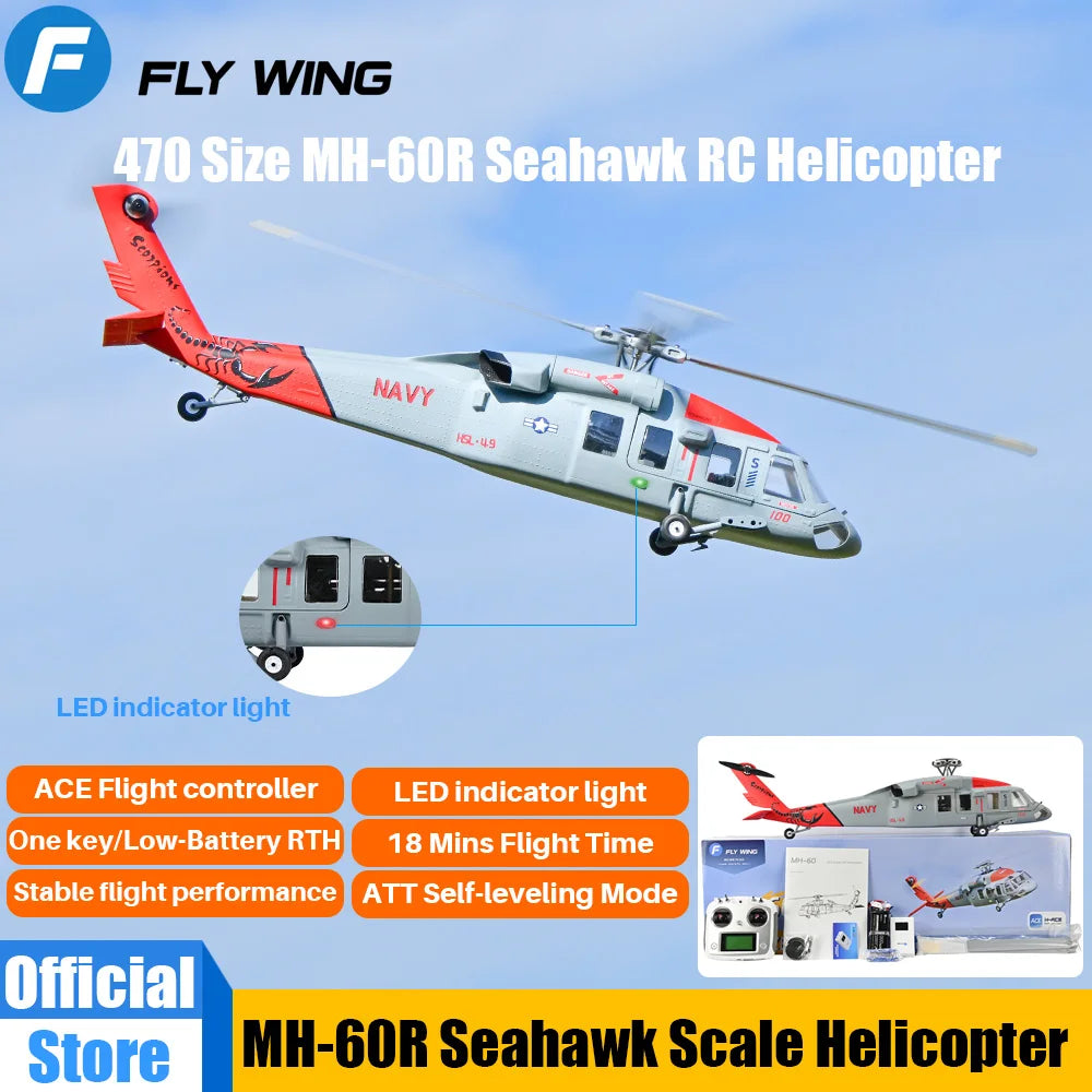 470 Size FLYWING MH-60R Seahawk Scale Helicopter LED Light ACE Flight Control MH60R RC helicopter MH60 Seahawk rc Helicopters