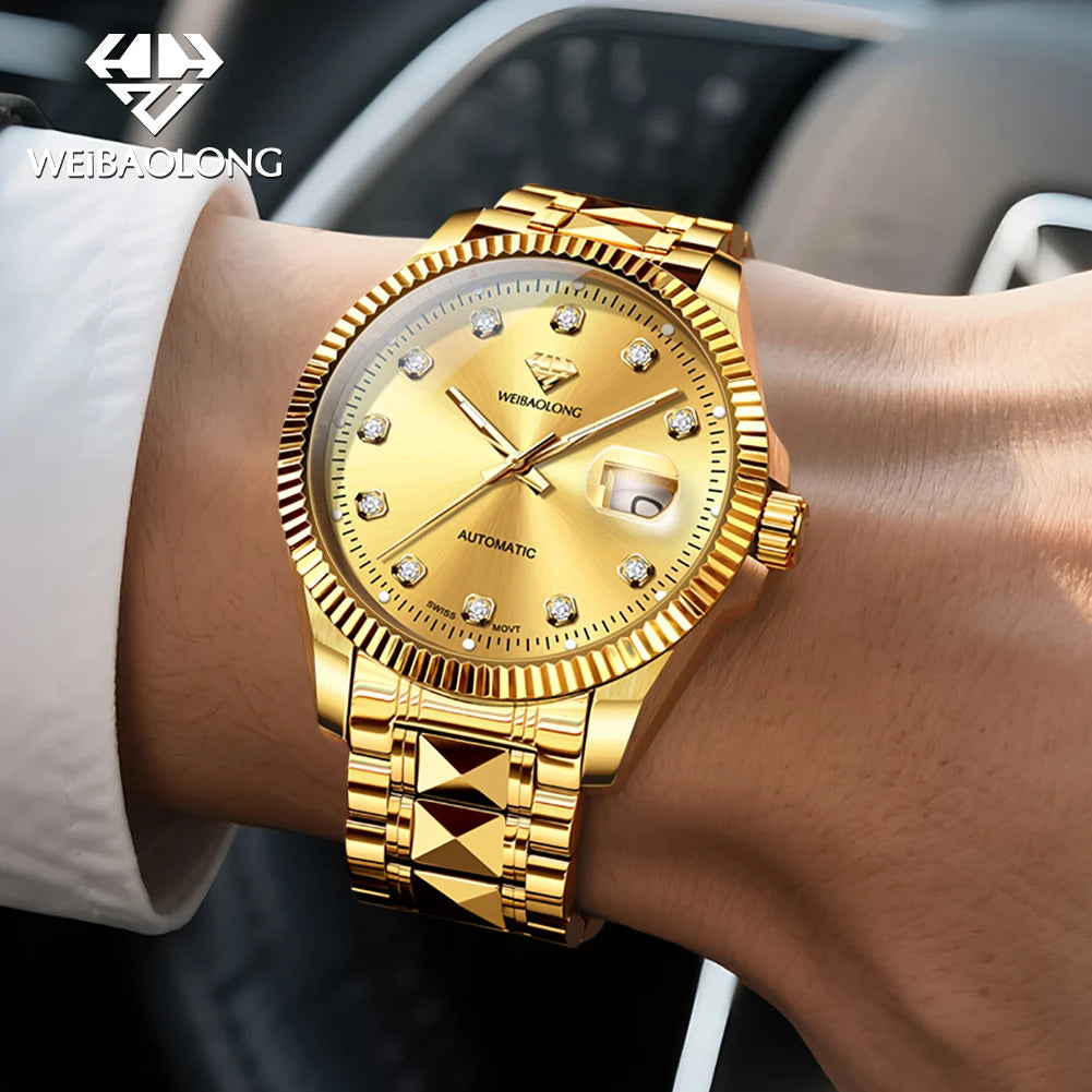 WEiBAOLONG 3802 Man Watch Swiss Movement Mechanical Watch Real Diamond Automatic Men's Watch High-end Luxury Brand Watch for Men