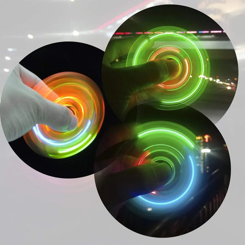 Glow in Dark LED Light Fidget Spinner Finger Toy Hand Spinner Stress Reduction and Anxiety Relief for Children