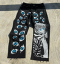 Streetwear Jeans Y2K Japanese Harajuku Hip Hop Graphic Print Baggy Jeans Black Pants Mens Gothic High Waist Wide Leg Trousers