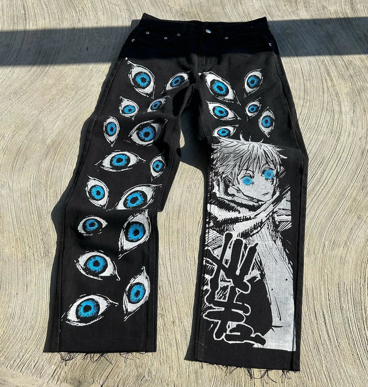 Streetwear Jeans Y2K Japanese Harajuku Hip Hop Graphic Print Baggy Jeans Black Pants Mens Gothic High Waist Wide Leg Trousers