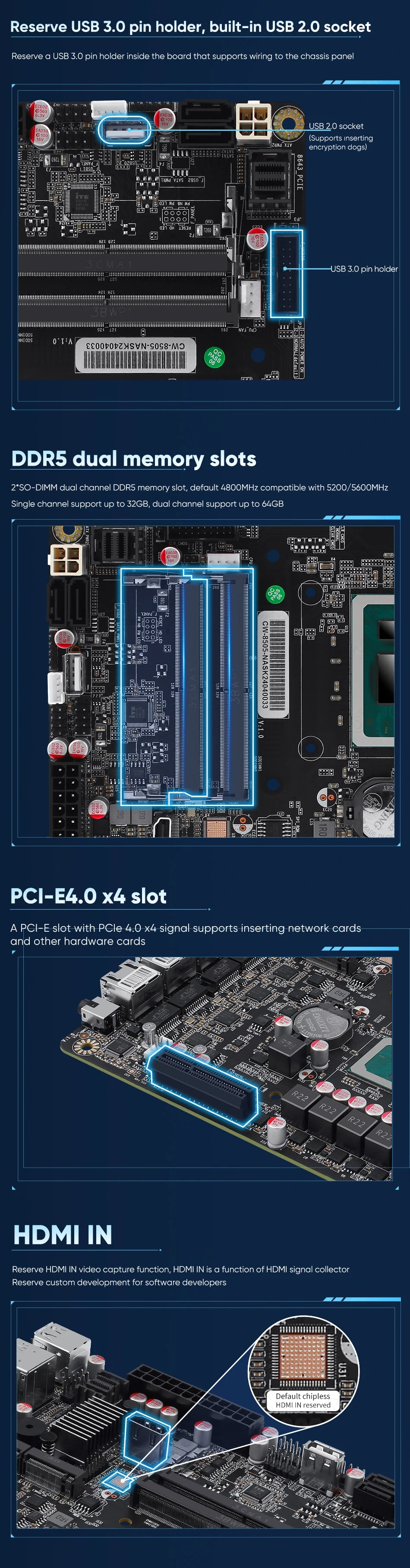 NAS Motherboard i5-12450H Pentium 8505 4*i226 Lan 6*SATA3.0 DDR5 Mini ITX Soft Router VPN Openwrt Micro Appliance DIY SFF-8643