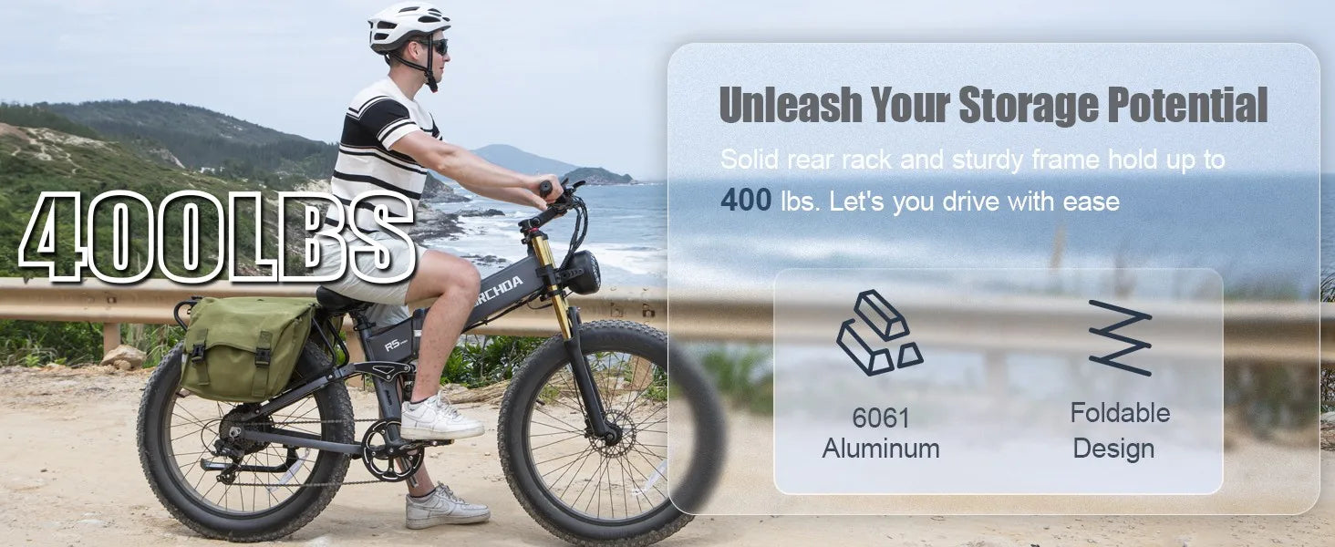 26" Electric Bike 1000W E-Bike For Adults & 2 Battery Bicycle  28mph Fat Tyre