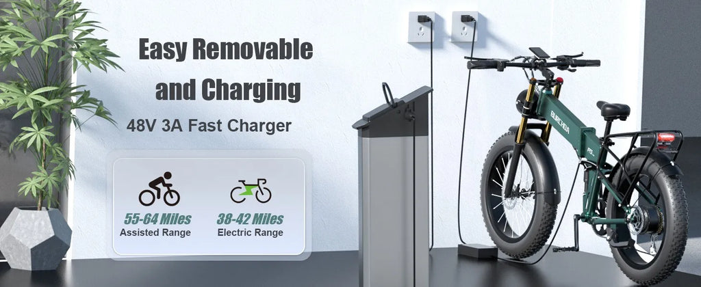 New 26" Electric Foldable Bike 1000W E-Bike 48V 40AH Bicycle  28mph Fat Tyre