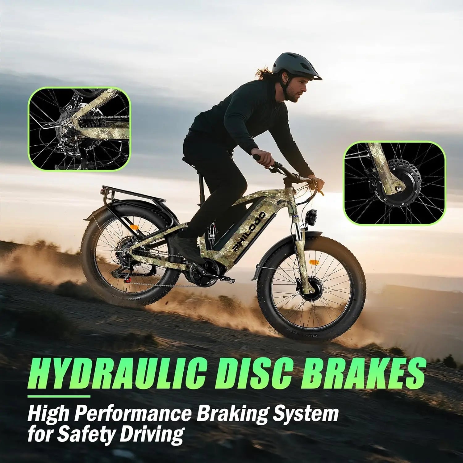 Electric Bike for Adults, 5000 Dual Motor E-Bike, 60V 32AH Long Range Dirt Bike, Fat Tire Hunting Ebike for All Terrain, Full Su