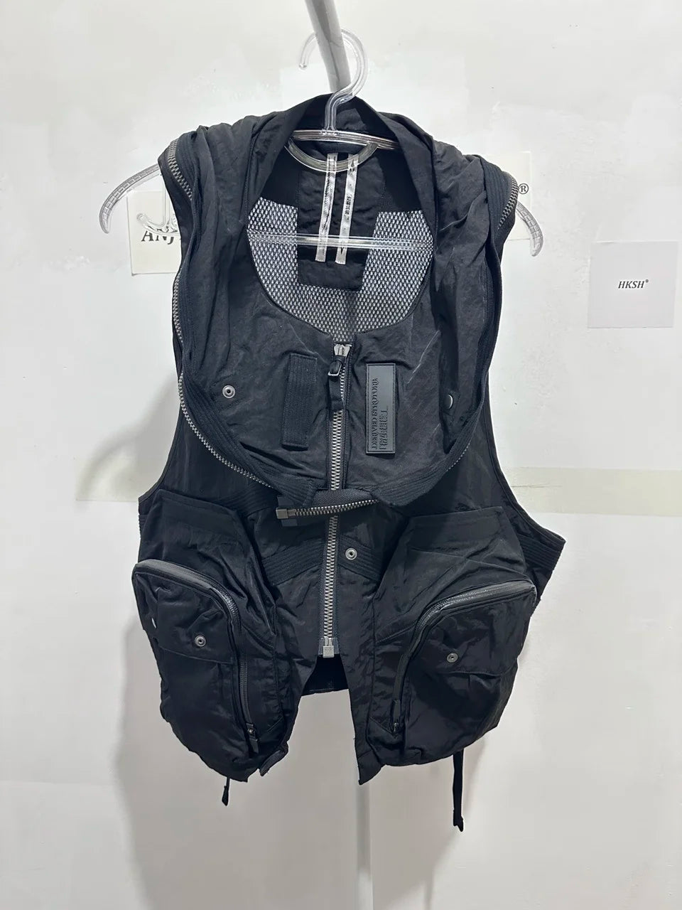 HKSH Summer New Men Dark Tide Youthful Original Design High Street Fashion Punk Pocket Hooded Chic Tie-Dye Loose Vest Ins HK5741