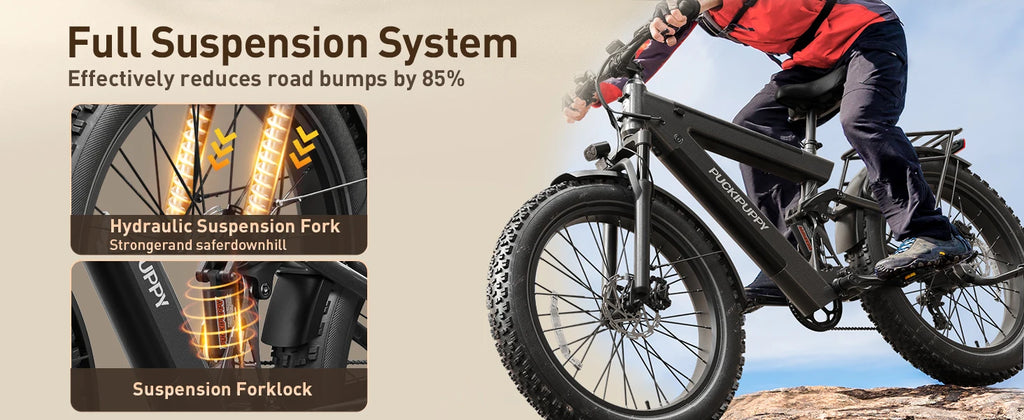 PUCKIPUPPY Bulldog Dual Battery E-bike 1350W 48V 30AH With Luxury Accessory Pack And Extra 15Ah Battery Electric Mountain Bike