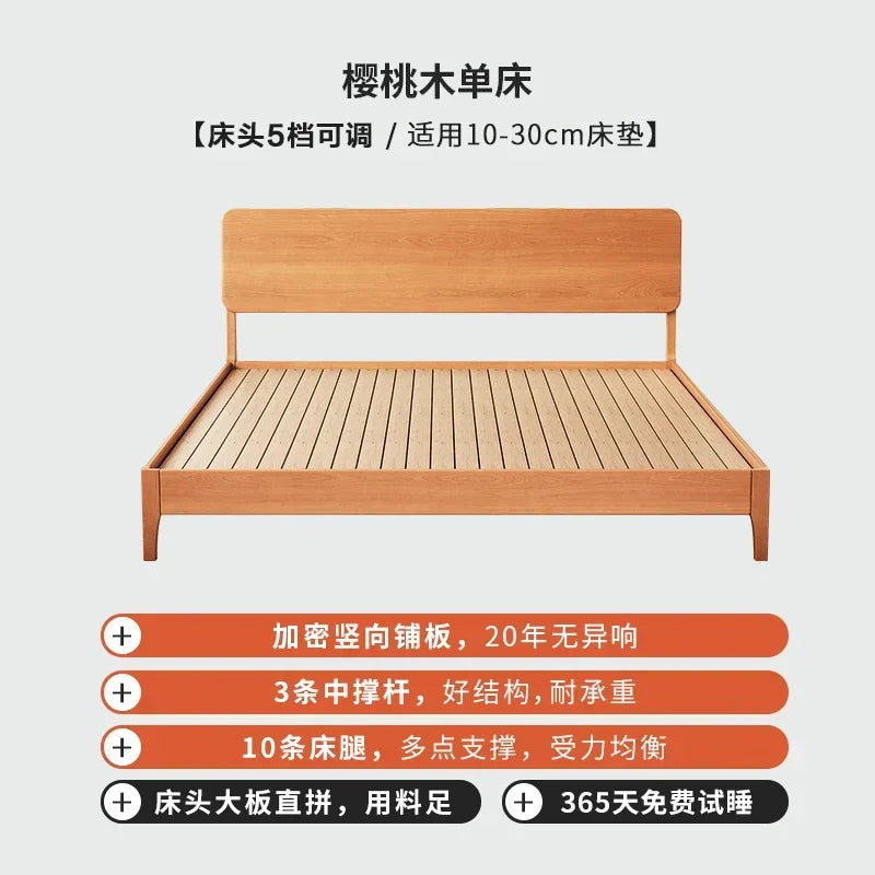 Elegant Modern Bed Frame Simple Wood European Nightstands Queen Bed Frame Twin Full Size Cama Moderno Lujo Home Furniture