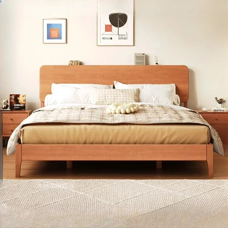 Elegant Modern Bed Frame Simple Wood European Nightstands Queen Bed Frame Twin Full Size Cama Moderno Lujo Home Furniture