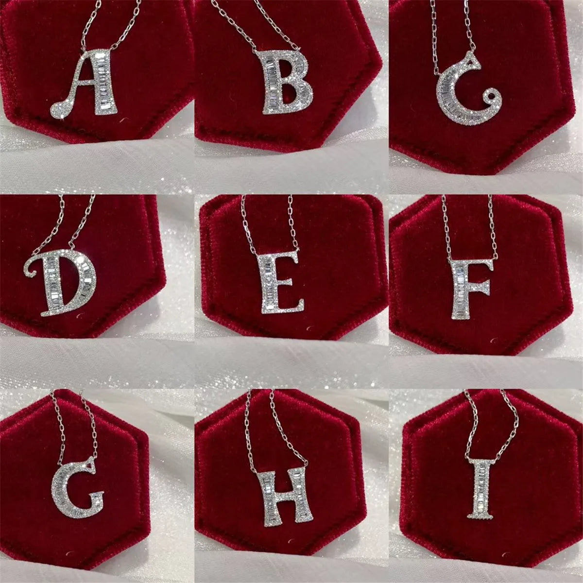 18K gold solid genuine gold natural diamond letter diamond necklace - high-quality jewelry available in stock, for customization