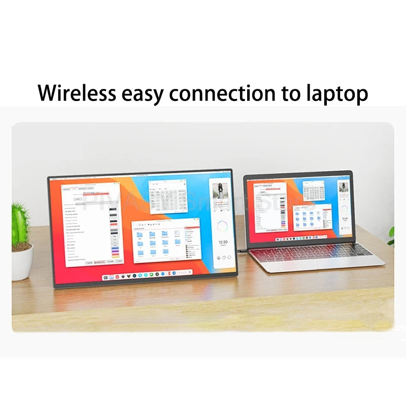 18.5 Inch Wireless/Wire Portable Monitor Smart Screen With 5GHz WiFi For Laptop Phone U Disk Video Playback Multi Screen Display