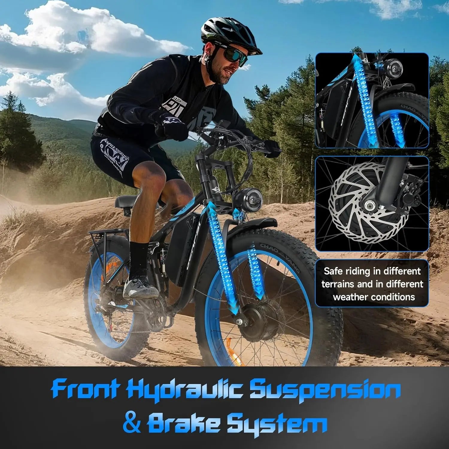 BAOLUJIE 2603 Electric Bike for Adults，52V 32AH Electric Bicycle，Peak 5000W Mountain E-bikes，21-speed Dual Motors Moped Ebike