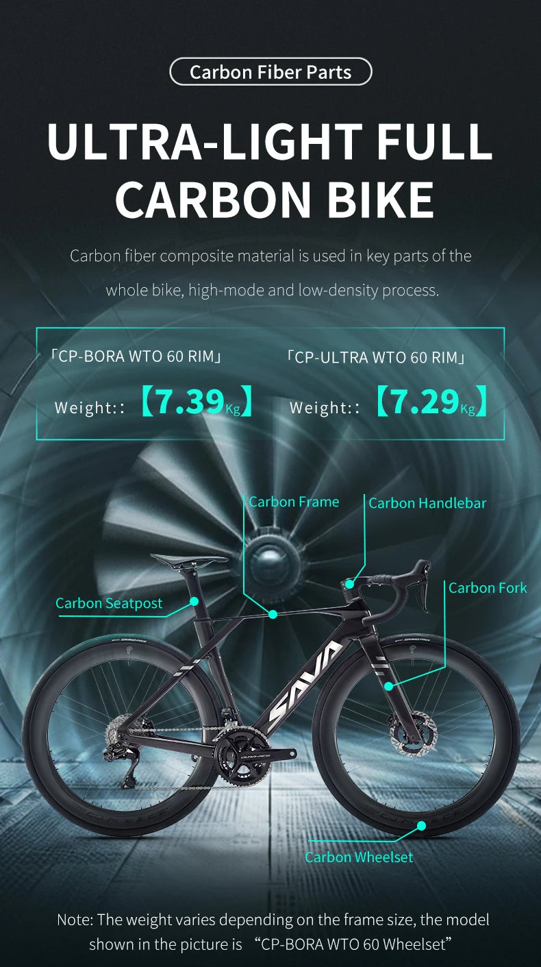 SAVA SLR9 Premium Bicycle Full Carbon Fiber E-Shift Road Bike 24 Speed with SHIMAN0 DURA-ACE 9270 Di2 Kit