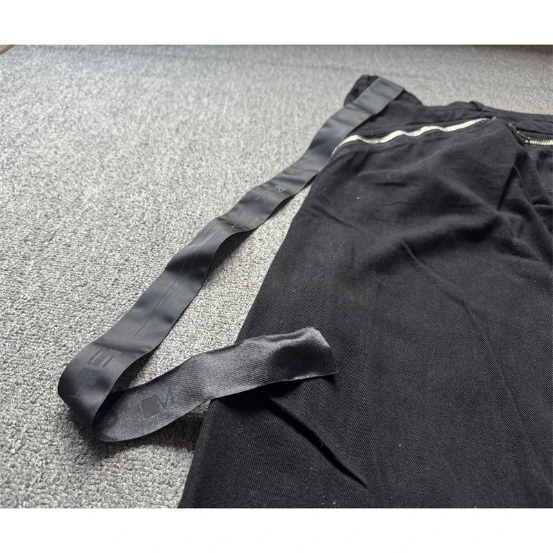 High Street RO Style Jeans Pants Men's Five Star Mang Ribbon Rotating Large Zipper Floor Pulling Horn Denim Streetwear Pants