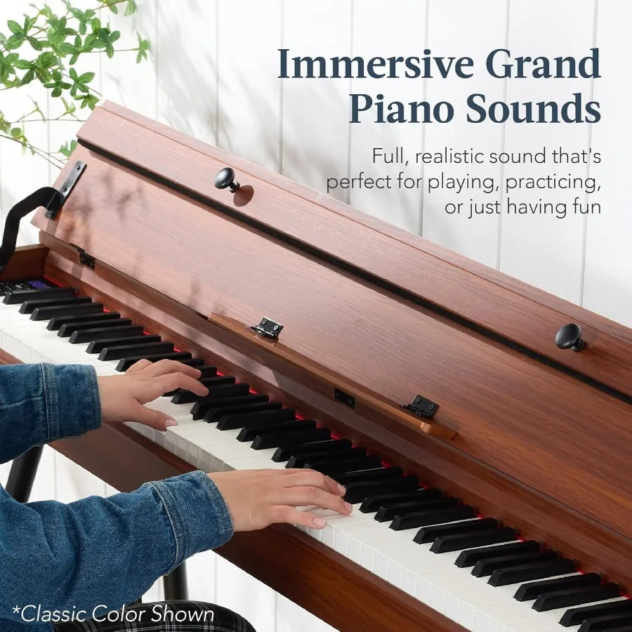 Modern 88Key Weighted Full Size Digital Piano with Metal Legs 3 Sustain Pedals MIDI Connectivity Headphone Jack Ideal for Home