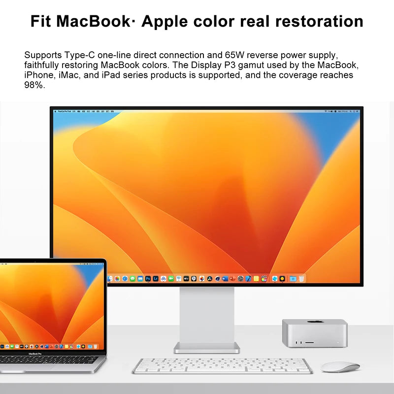 32 Inch LED Monitor 4K 3840*2160 HDR10 Feature 60Hz USB-C FOR MAC 100W HDR10 139PPI matt screen Display kuycon P32UB hole style