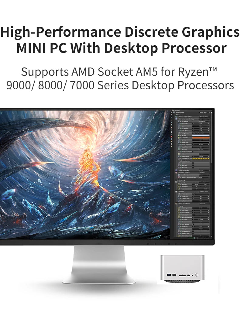 FEVM FA65G GAMING MINI PC Ryzen7 9800X3D RTX4090M 16GB GDDR6 SSD New Windows 11 Desktop Computer