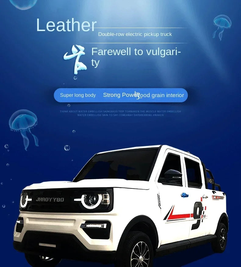 New increase iron shell double-row electric four-wheel pickup truck oil and electricity dual-purpose adult car pulling goods pas