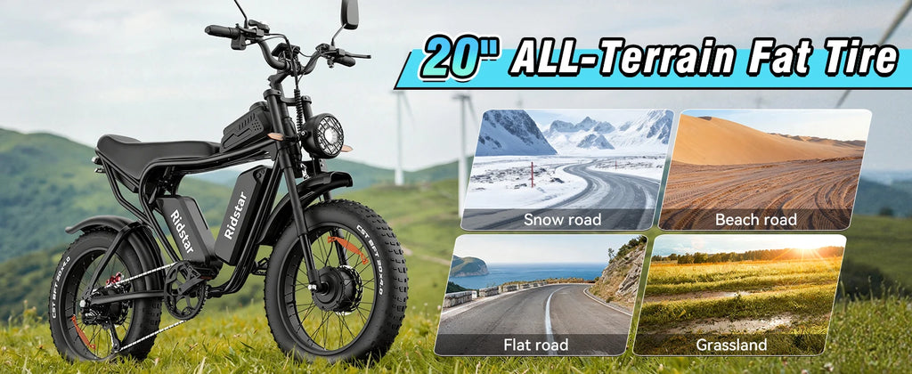RIDSTAR PRO30 4000W Electric Bike for Adults 33MPH 48V 40AH 20x4" Fat Tire Dirt Bike Shimano 7-Speed E-Bike Commuter Motorcycle