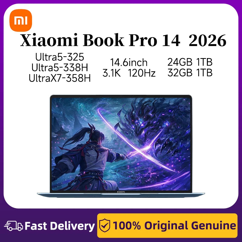Xiaomi Book Pro 14 2026 14.6-inch 3.1K OLED Display 120Hz 3rd Gen Intel® Core™ Ultra 5/Ultra X7 32GB/1TB  Processor Laptop