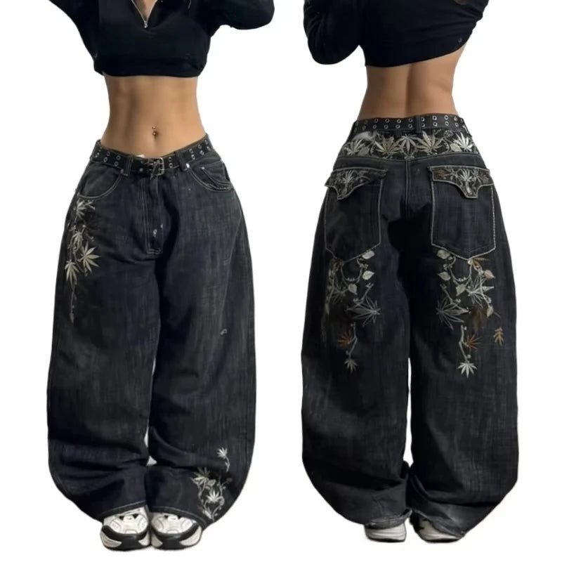 2025 American Fashion Trend Super Character Printed Baggy Jeans Men Y2K Street Harajuku Retro Popular High Waist Wide Leg Pants