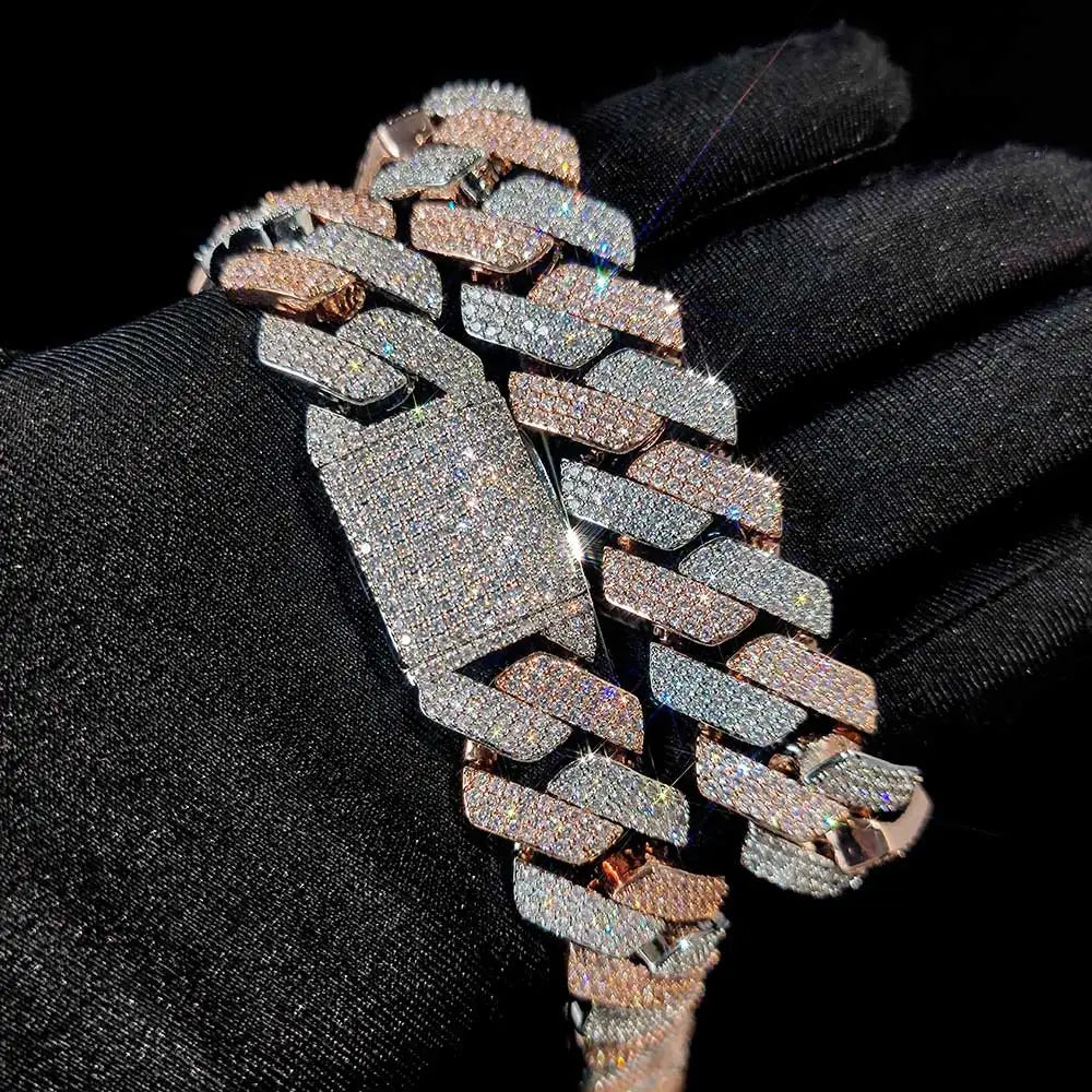 Hip Hop Jewelry 20mm Thick Cuban Link Chain Crystal Miami Gold Silver Two Color Iced Out CZ Cuban Chain Necklace