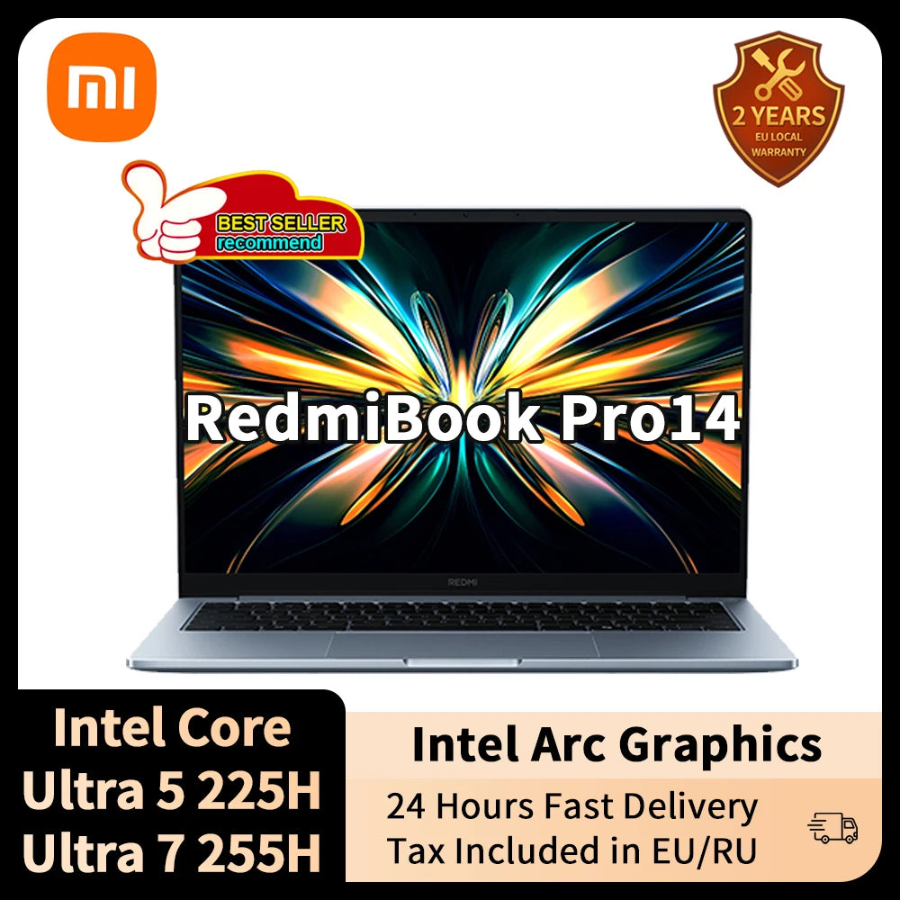 Xiaomi Redmi Book Pro 14 Laptop Ultra 7 255H/Ultra 5 225H Intel Arc Graphics 32GB LPDDR5X 1T SSD 14-inch 120Hz 2.8K Screen