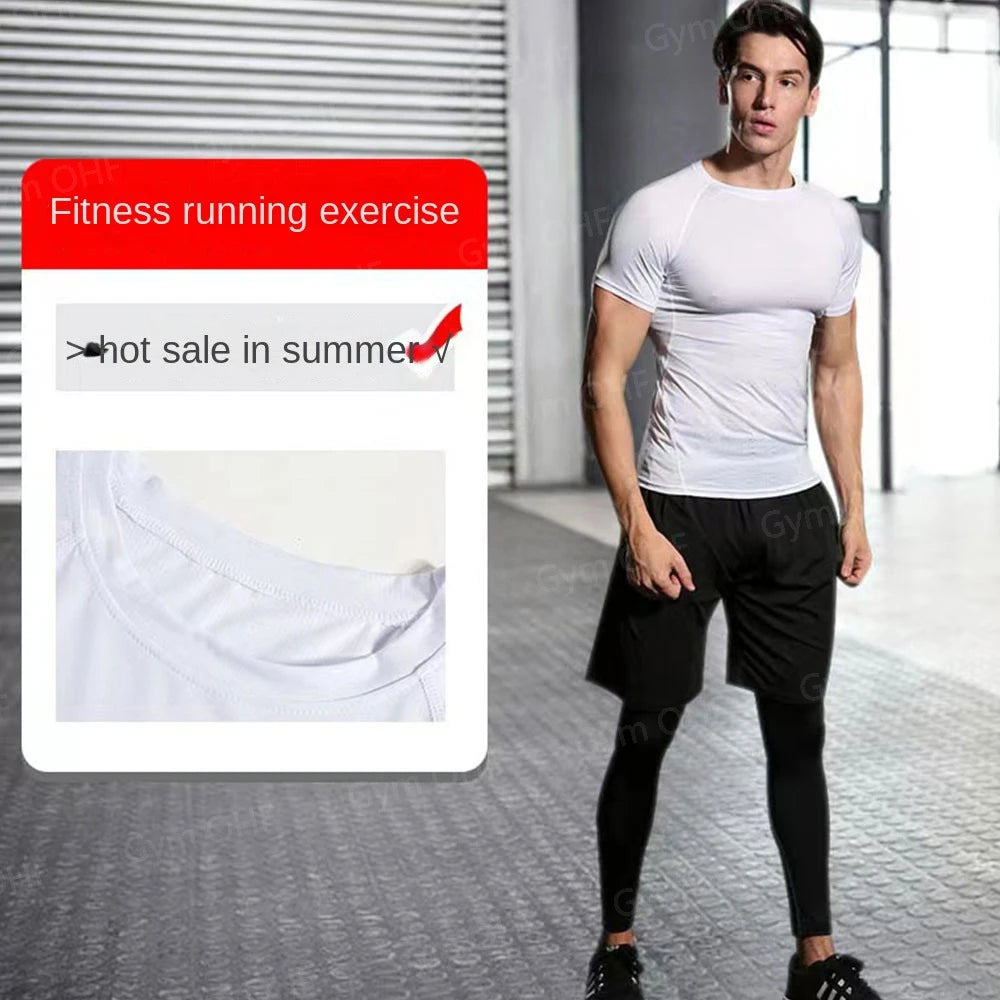 Anime Baki Sport Suits Runing Compression Shirt Shorts Sets Gym Fitness Jogging Training Rashguard Sportwear 2 in 1 Mens