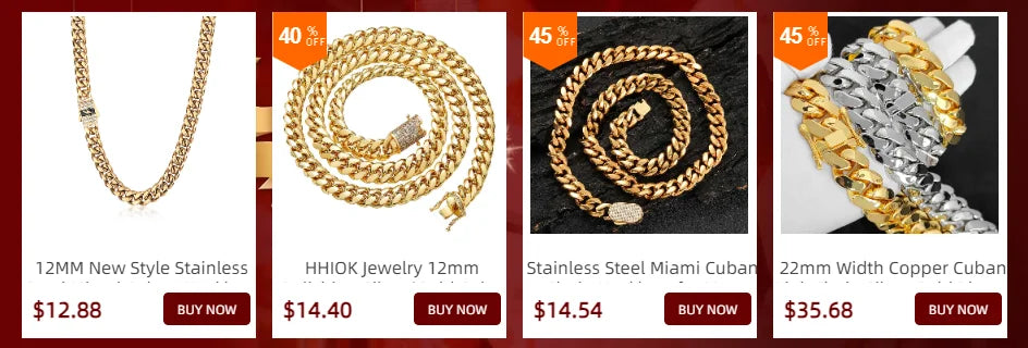 8-16mm 316L Stainless Steel Hip Hop Jewelry Curb Miami Cuban Link Chain Necklace Bracelet Gift for Men Women
