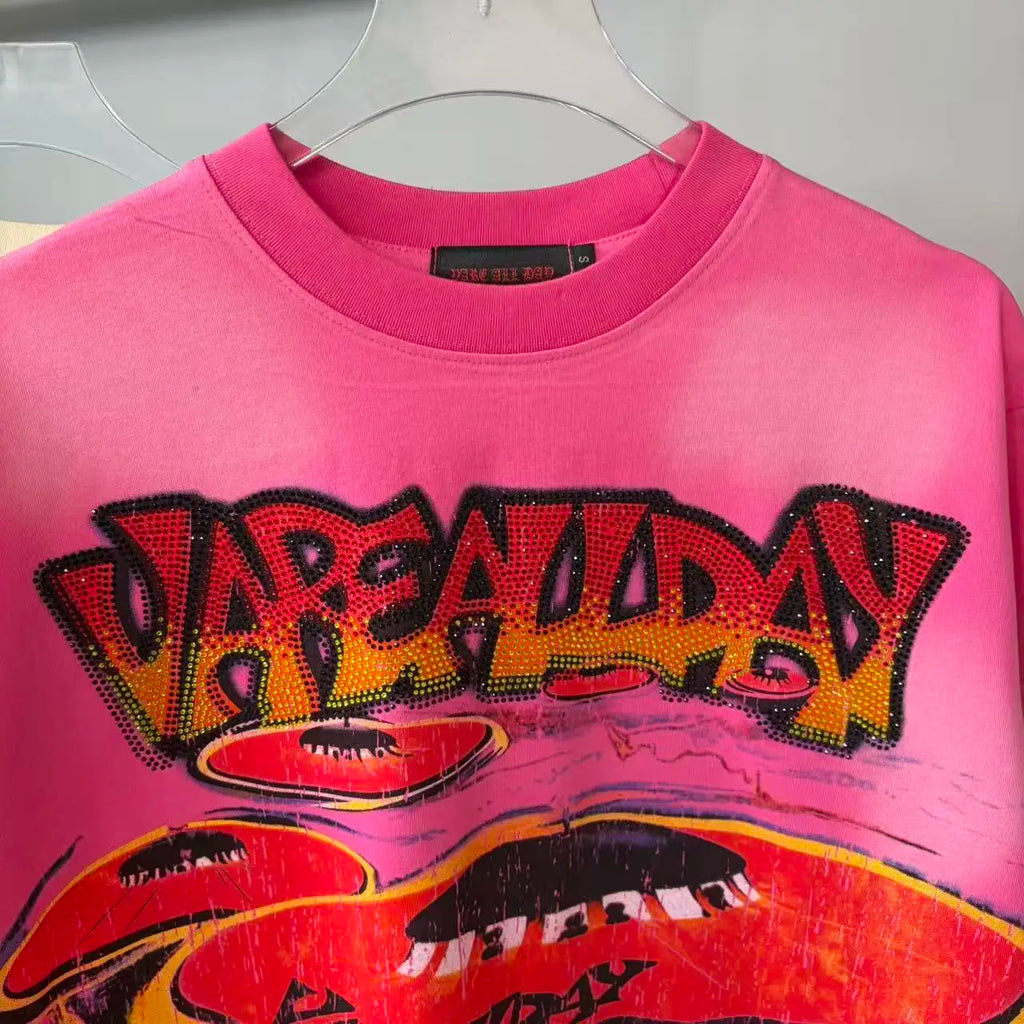 2026 New Fashion Streetwear Shinning Diamond Baggy Tshirts for Men and Women Short Sleeve Rhinestone Cotton Top Tees Oversized