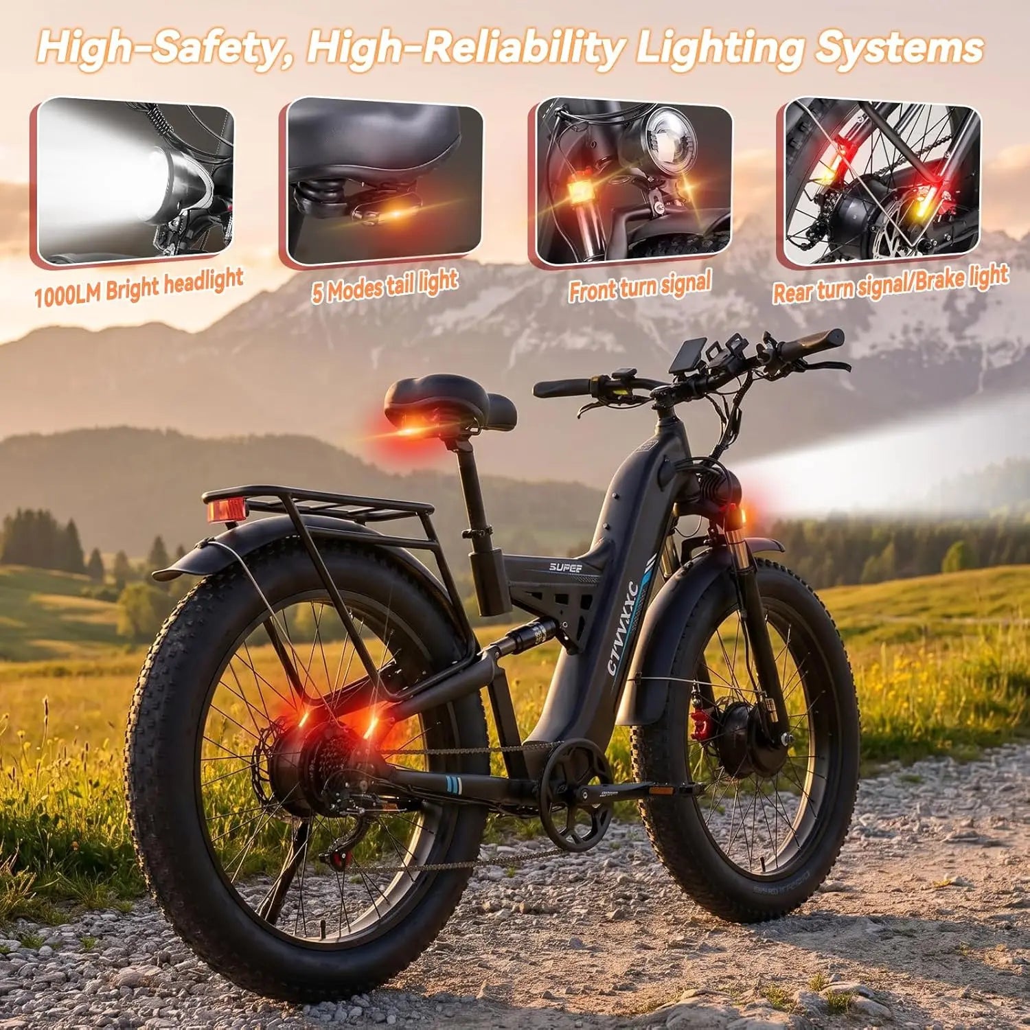 8000W Dual Motor Electric Bike for Adults, Ebike 55 MPH, 52V 30AH, E-Bike 120Miles, 26'' Fat Tire All Terrain E Bike for Men Wom